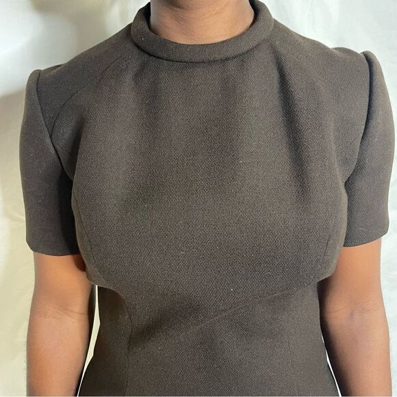 Vintage Chocolate Brown A-line MIDI Dress with pockets - Picture 10 of 11